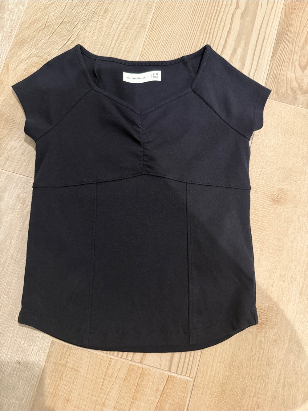 abercrombie kids Black Cap Sleeve Ruched Front Top
